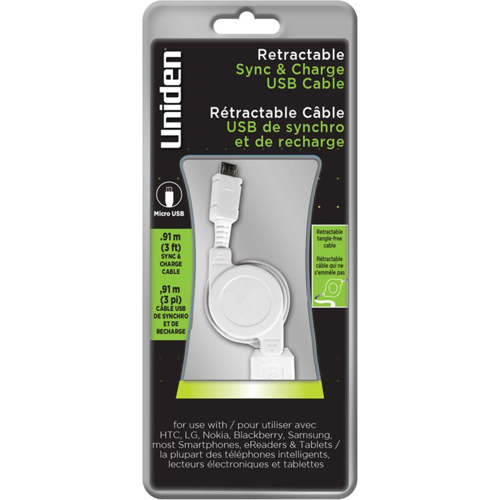 Uniden Retractable Sync & Charge USB Cable - PCMaster Pro