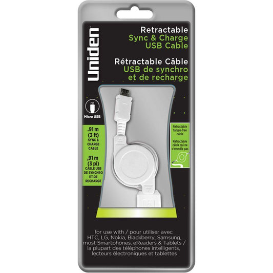 Uniden Retractable Sync & Charge USB Cable - PCMaster Pro 